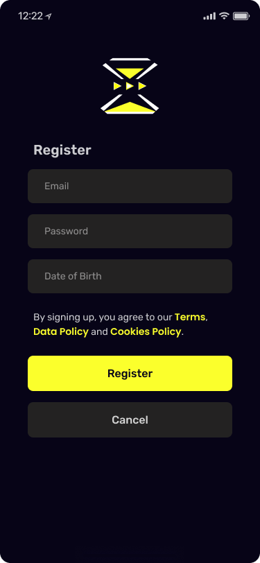 Authentication screen